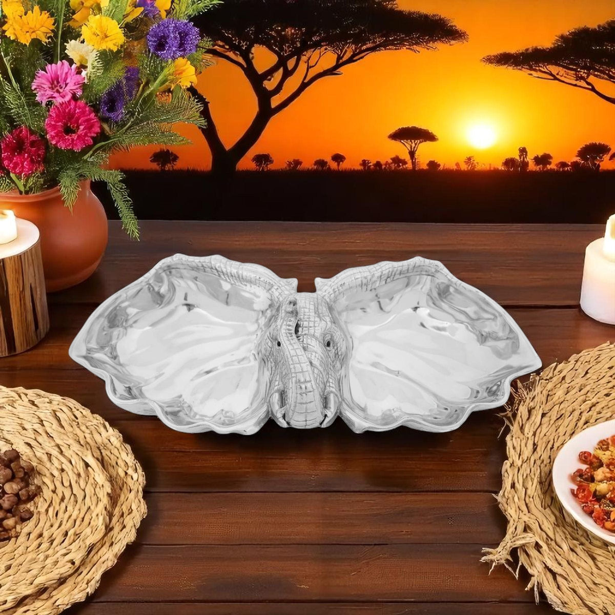 Arthur Court Elephant Elephant 2-Bowl Server