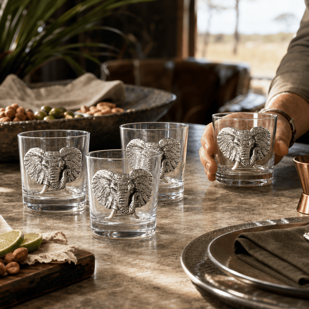 Arthur Court Elephant Elephant Bar Glasses Set of 4