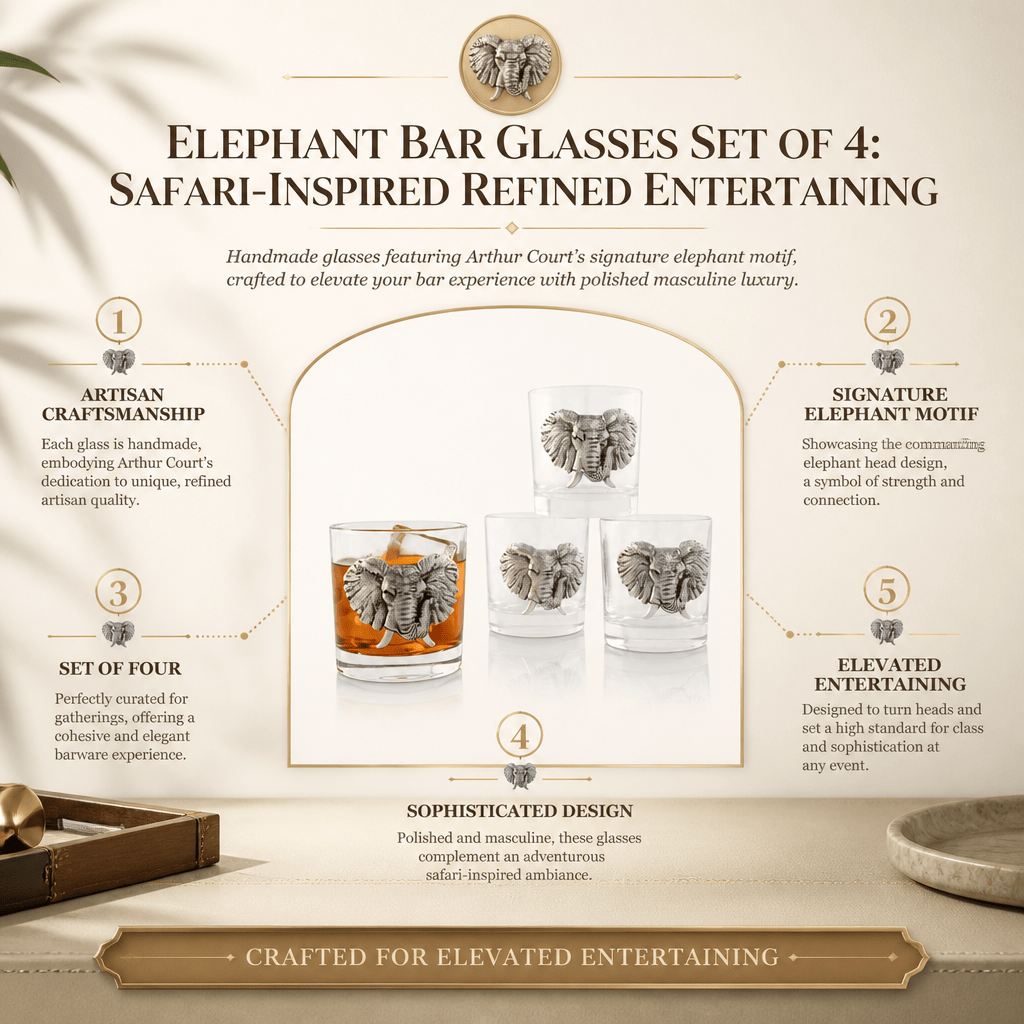 Arthur Court Elephant Elephant Bar Glasses Set of 4