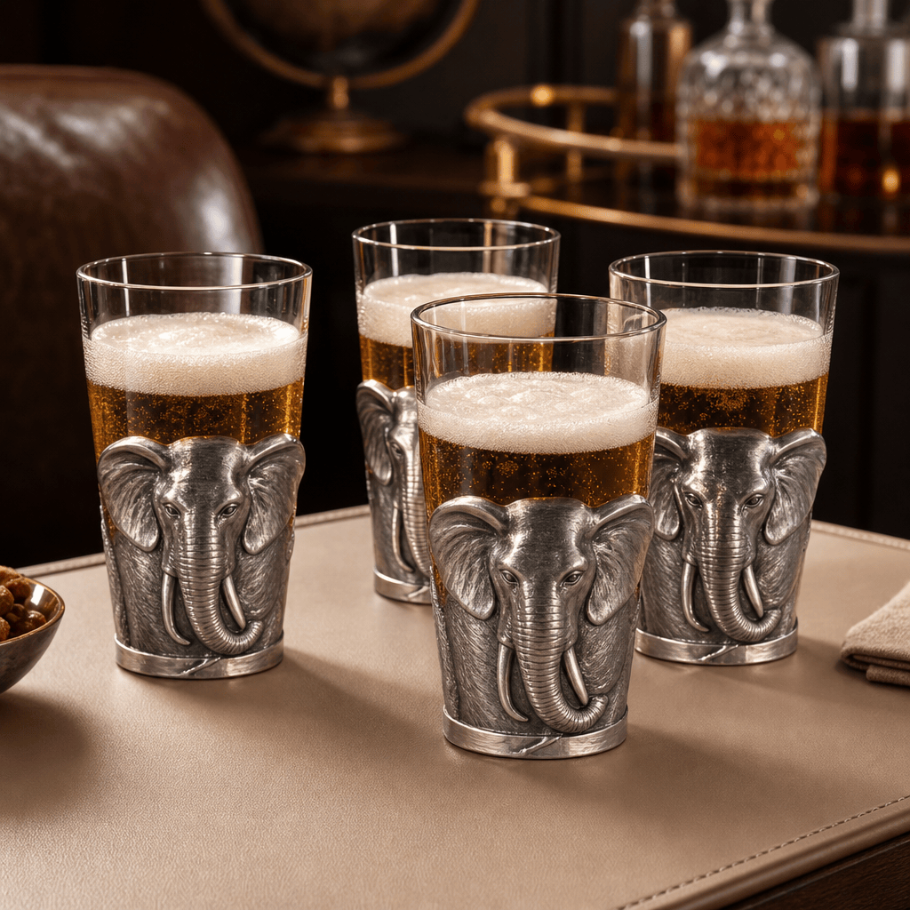 Arthur Court Elephant Elephant Beer Pint Glasses - Set of 4