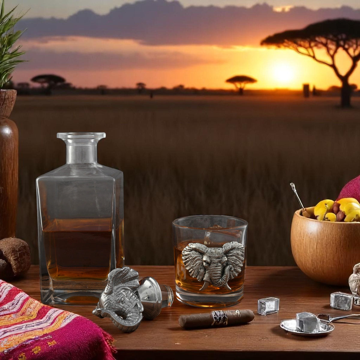 Arthur Court Elephant Elephant Decanter Set with Glasses