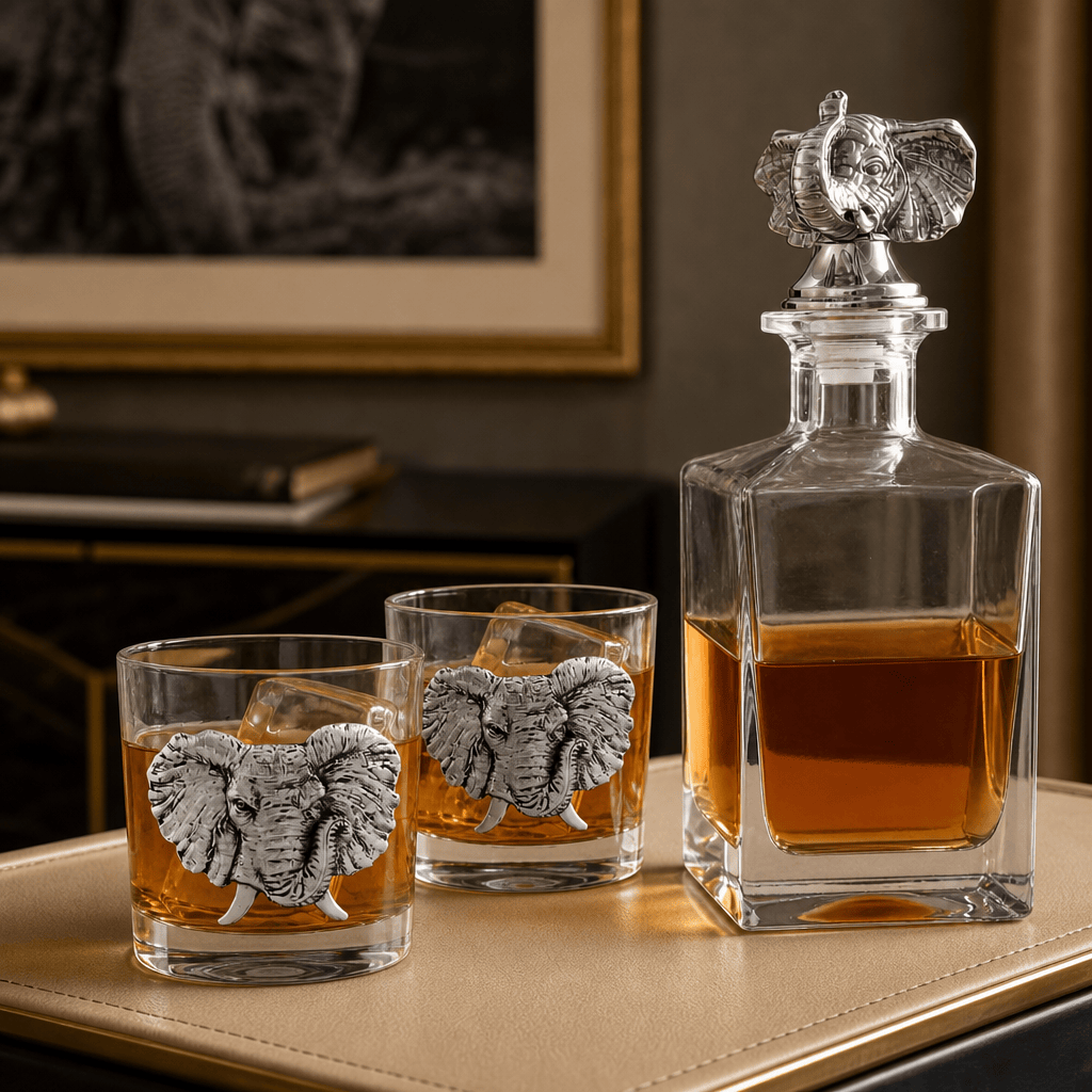 Arthur Court Elephant Elephant Decanter Set with Glasses