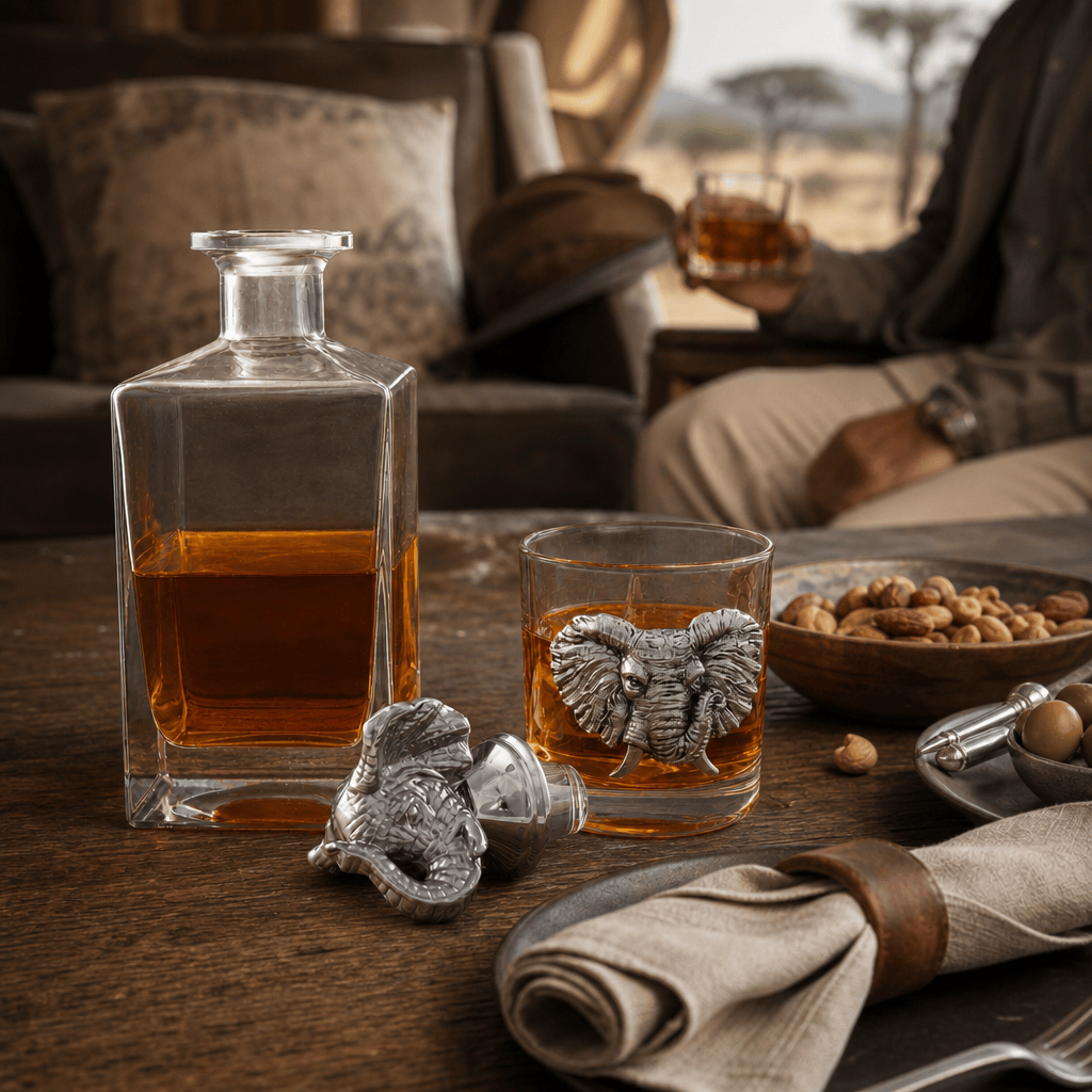 Arthur Court Elephant Elephant Decanter Set with Glasses
