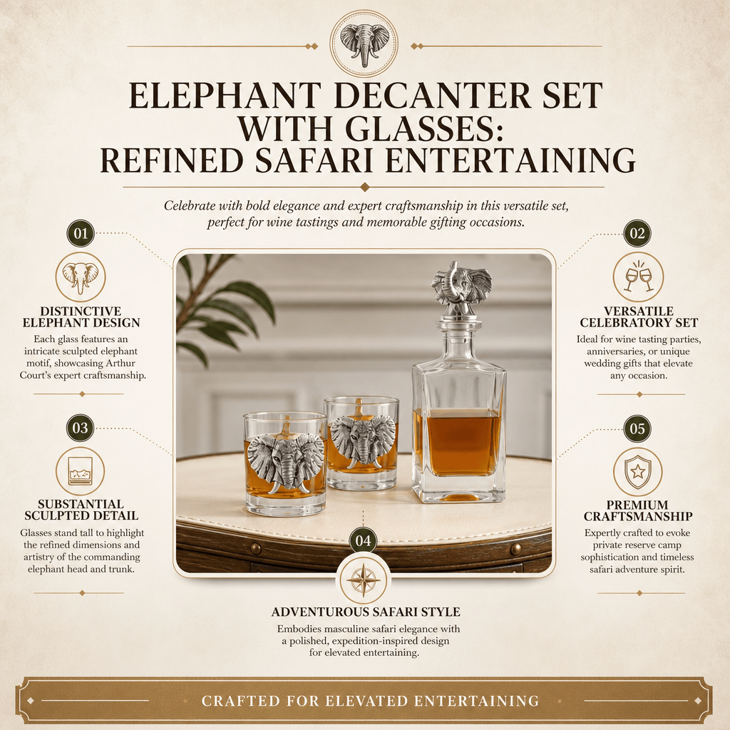 Arthur Court Elephant Elephant Decanter Set with Glasses