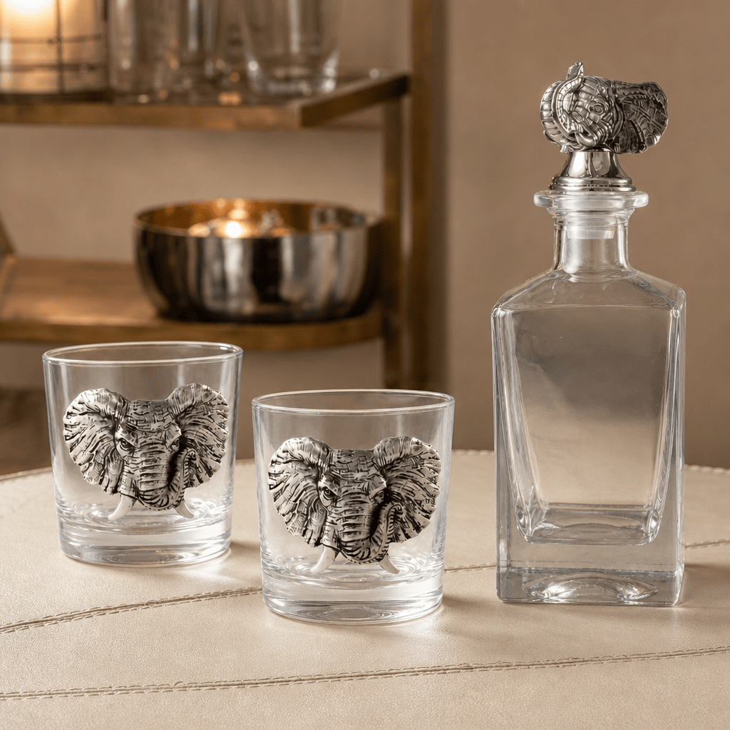 Arthur Court Elephant Elephant Decanter Set with Glasses