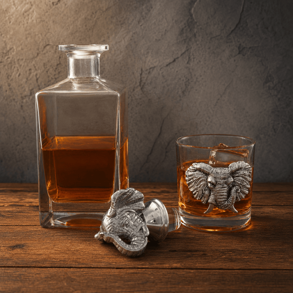 Arthur Court Elephant Elephant Decanter Set with Glasses