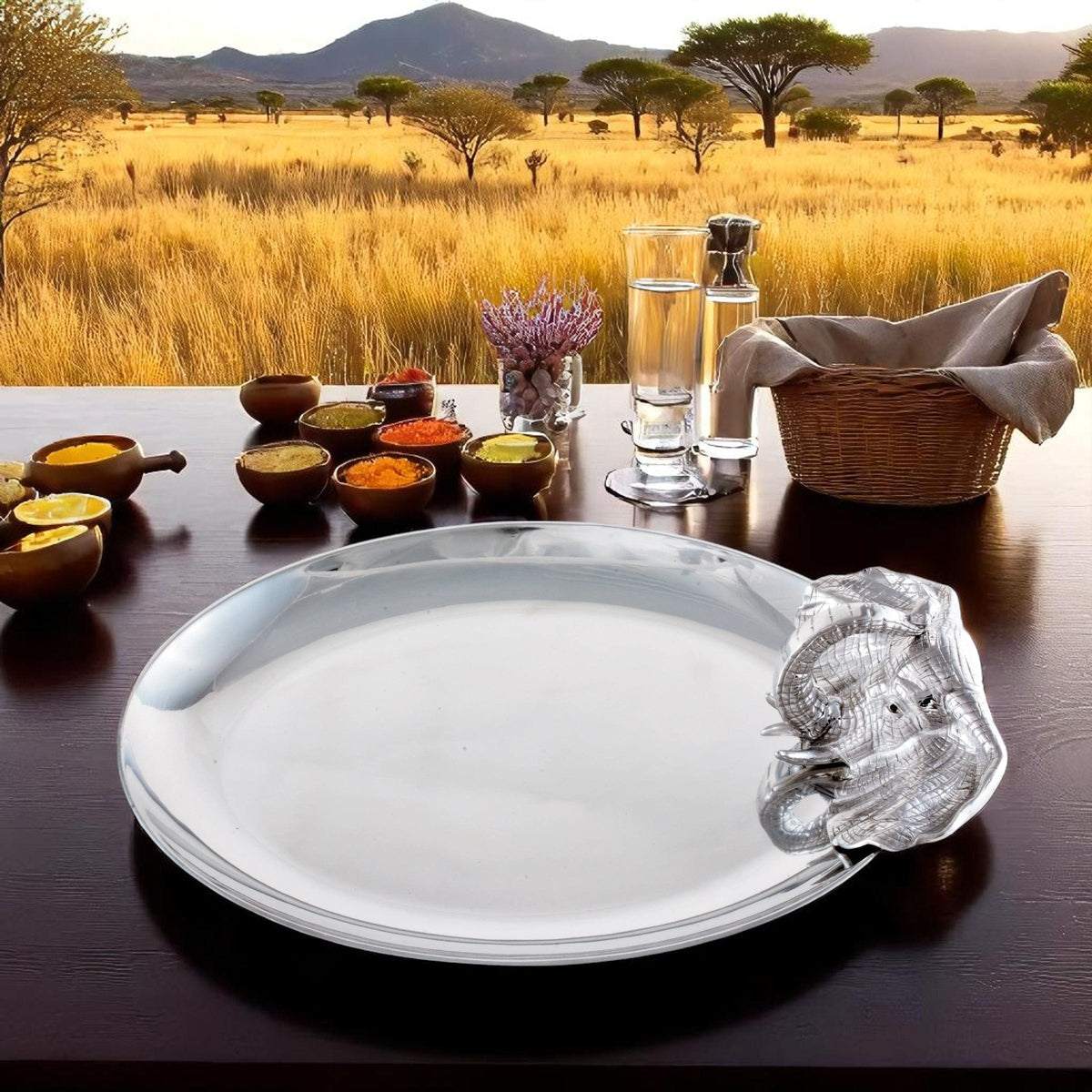 Arthur Court Elephant Elephant Oval Platter