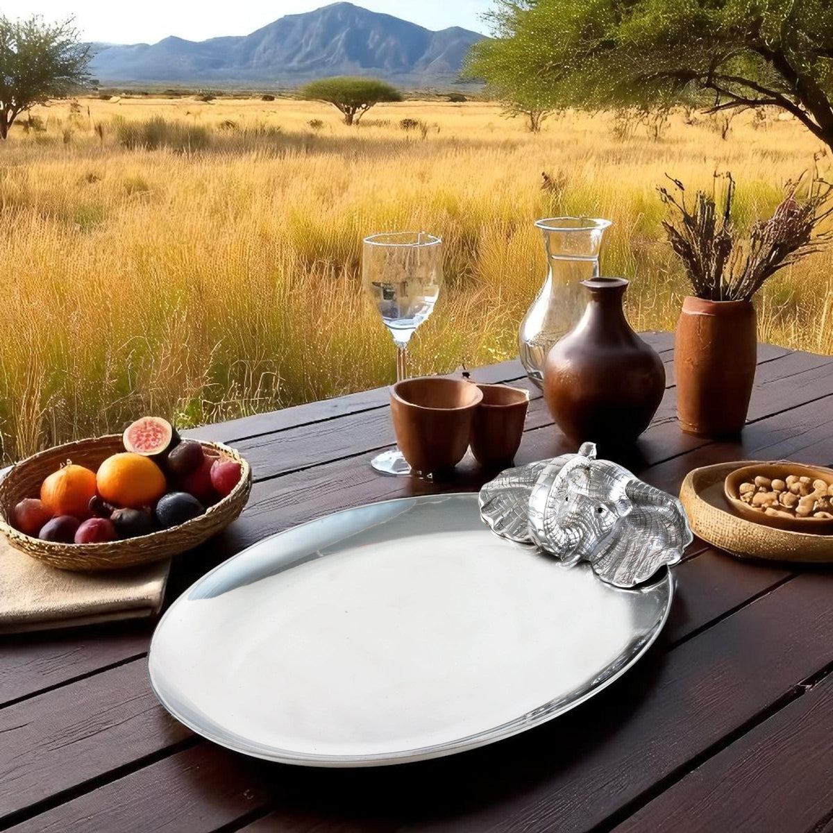 Arthur Court Elephant Elephant Oval Platter