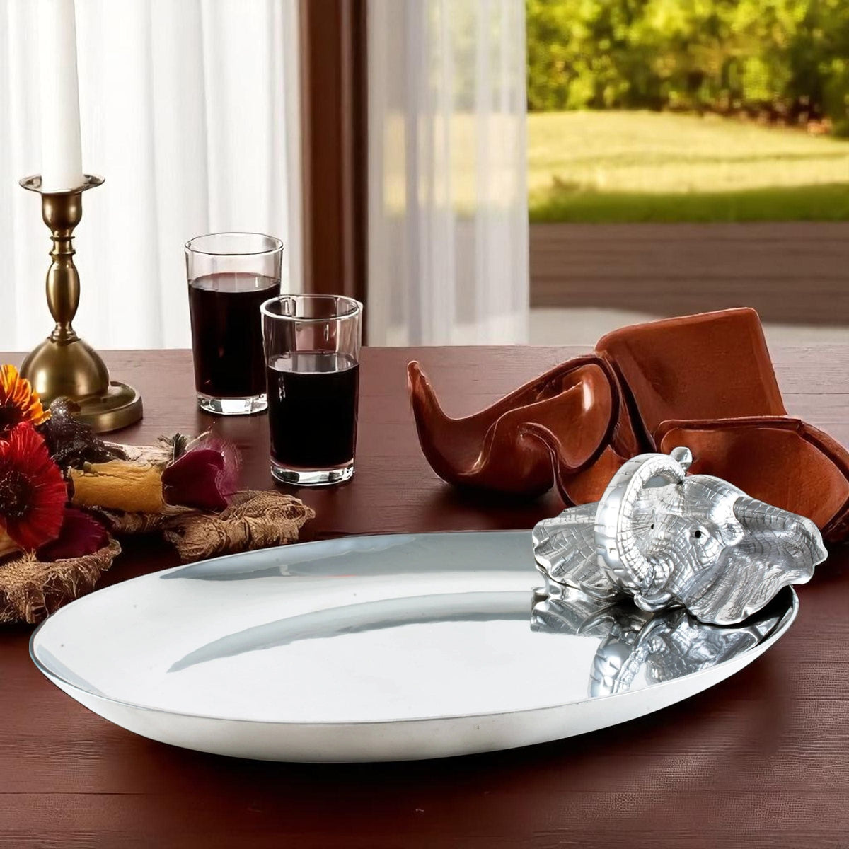 Arthur Court Elephant Elephant Oval Platter