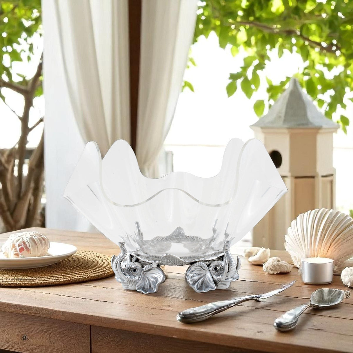 Arthur Court Elephant Elephant Stand Acrylic Bowl 14