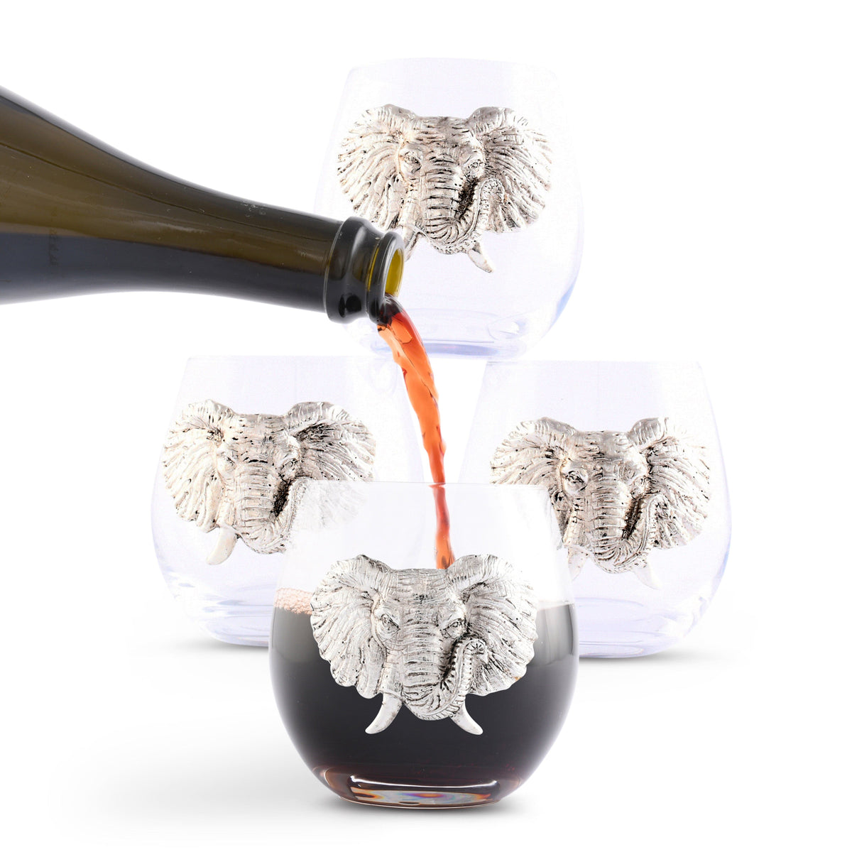 Arthur Court Elephant Elephant Stemless Wine Glasses - Set of 4