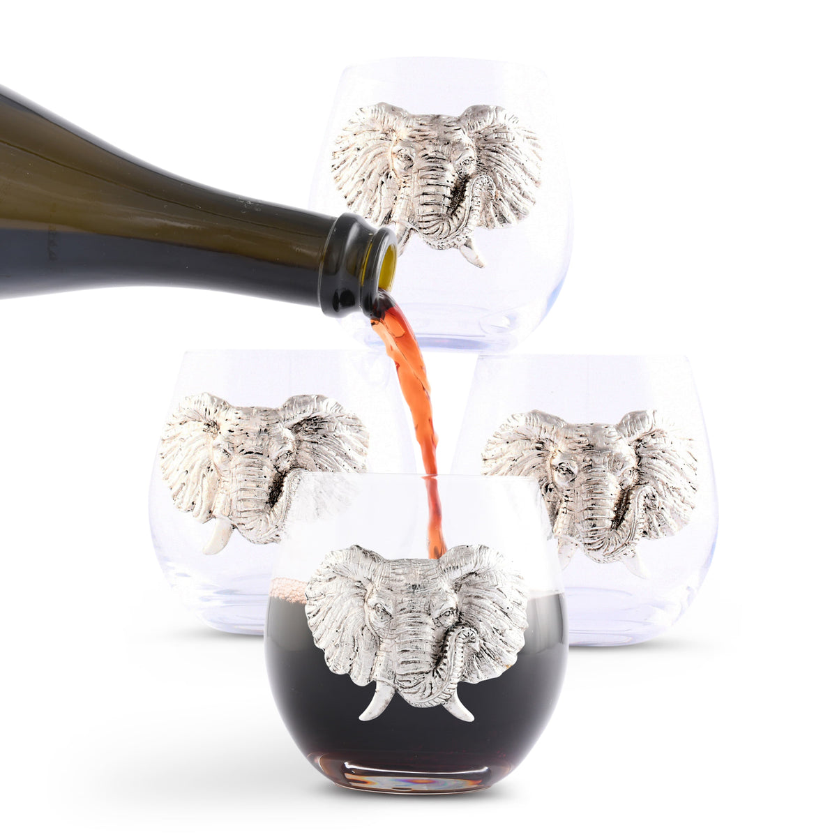 Arthur Court Elephant Elephant Stemless Wine Glasses - Set of 4