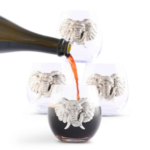 Arthur Court Elephant Elephant Stemless Wine Glasses - Set of 4