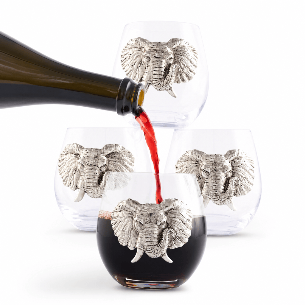Arthur Court Elephant Elephant Stemless Wine Glasses - Set of 4