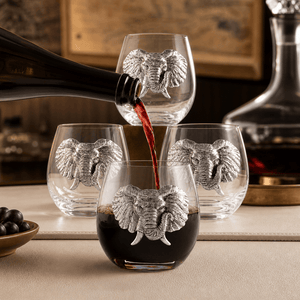 Arthur Court Elephant Elephant Stemless Wine Glasses - Set of 4