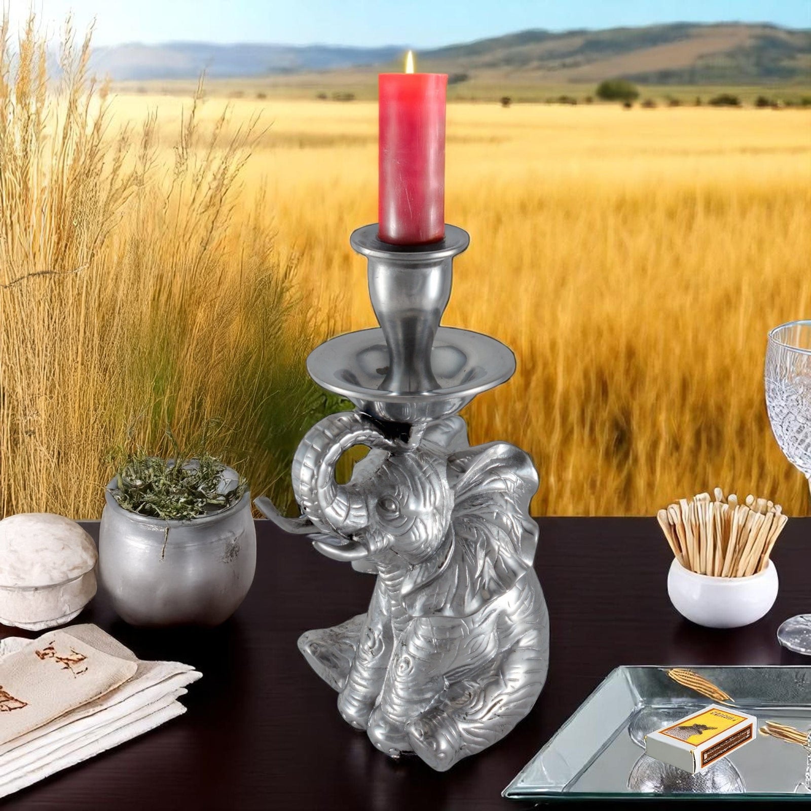 Arthur Court Elephant Elephant Taper Candle Holder