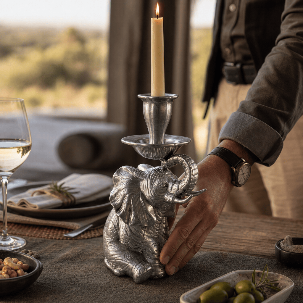 Arthur Court Elephant Elephant Taper Candle Holder