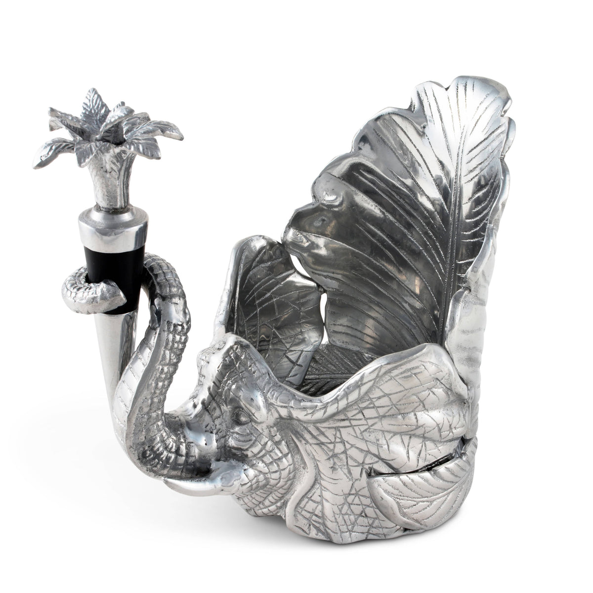 Arthur Court Elephant Elephant Wine Coaster and Stopper Set