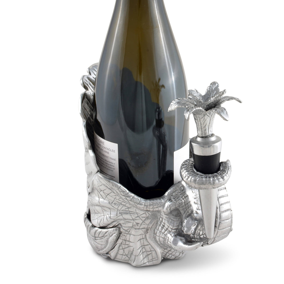 Arthur Court Elephant Elephant Wine Coaster and Stopper Set