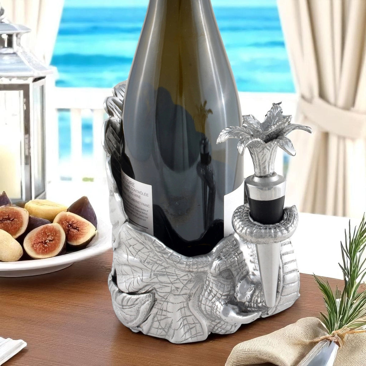 Arthur Court Elephant Elephant Wine Coaster and Stopper Set