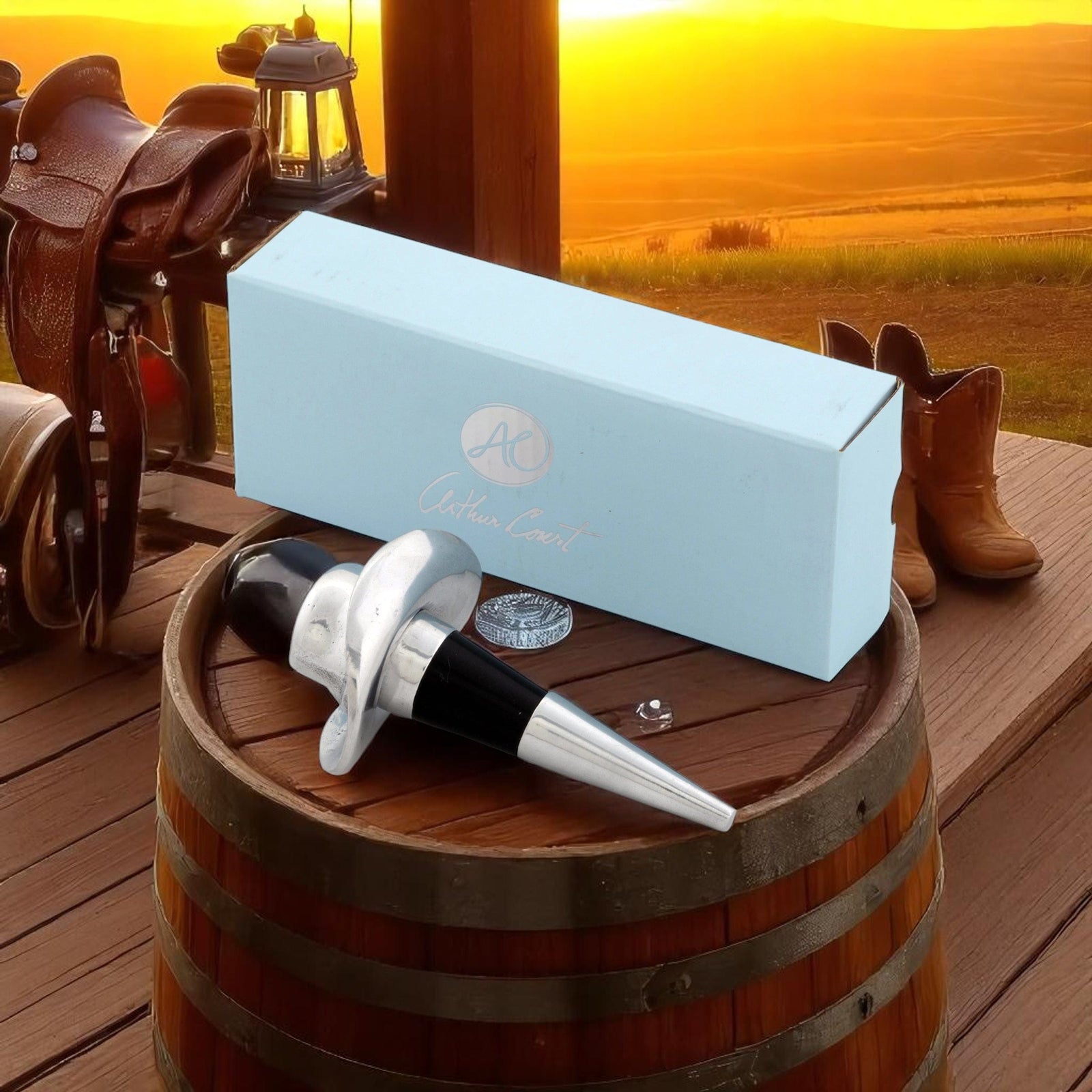 Arthur Court Equestrian Cowboy Hat Bottle Stopper