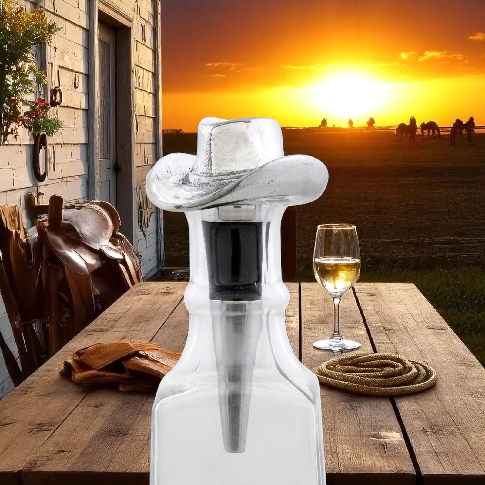 Arthur Court Equestrian Cowboy Hat Bottle Stopper
