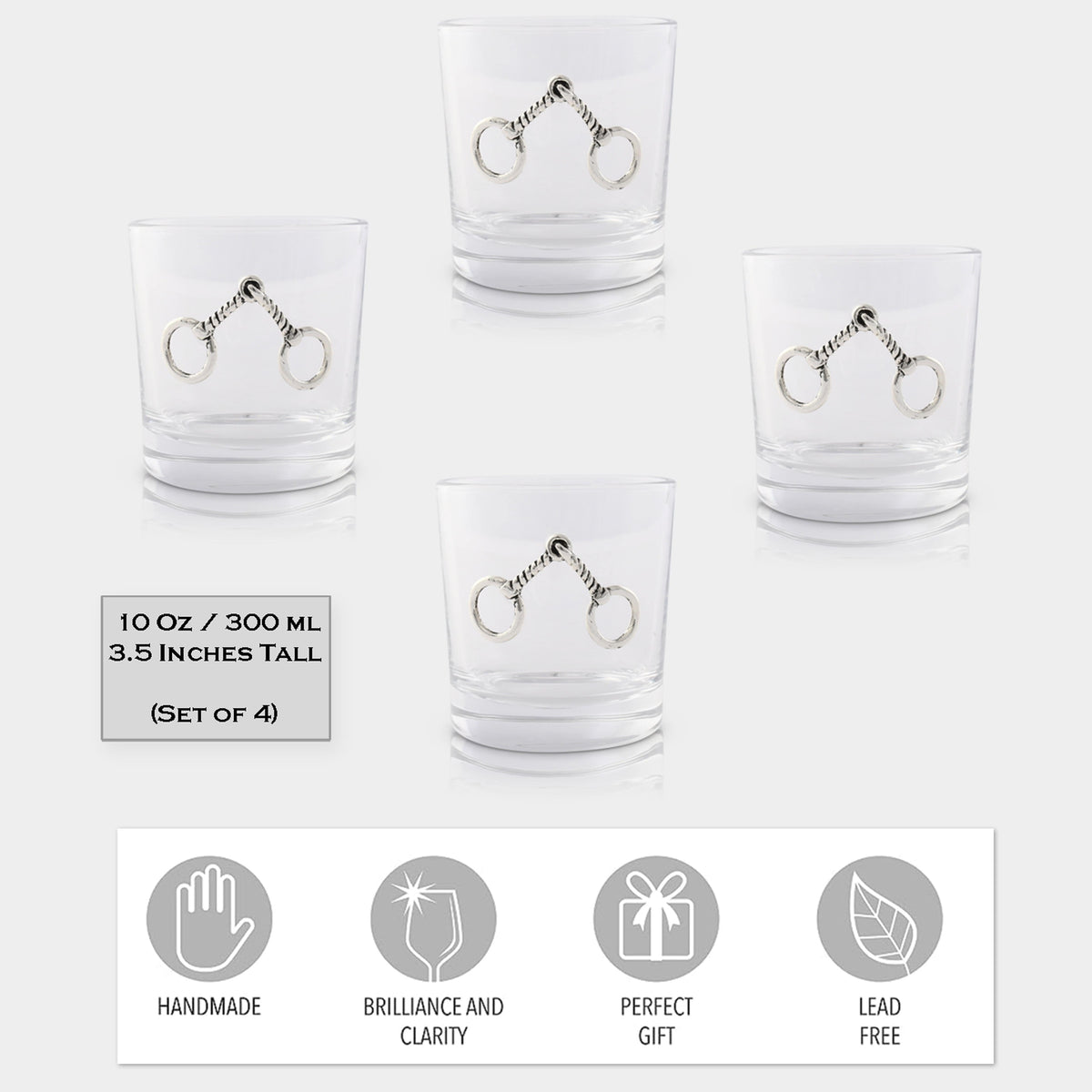 Arthur Court Equestrian Equestrian Bit Bar Glasses Set of 4