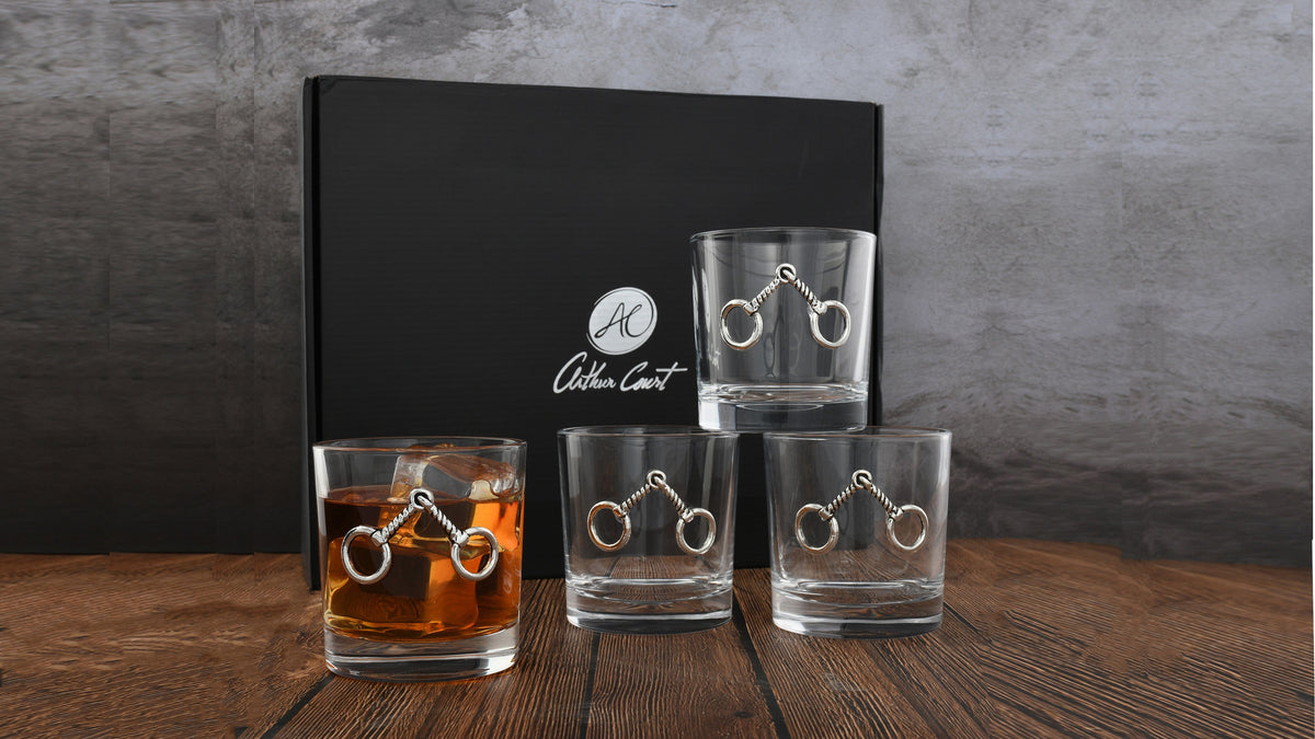 Arthur Court Equestrian Equestrian Bit Bar Glasses Set of 4