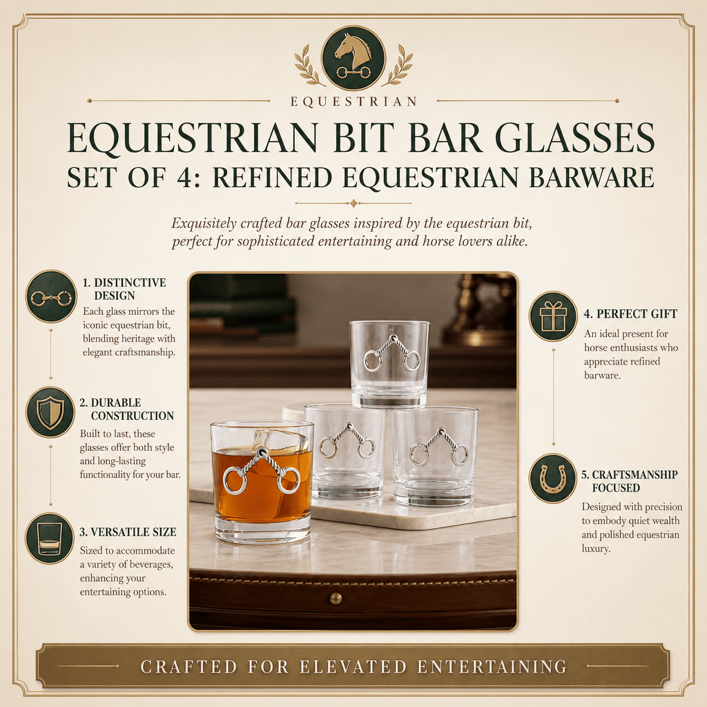 Arthur Court Equestrian Equestrian Bit Bar Glasses Set of 4