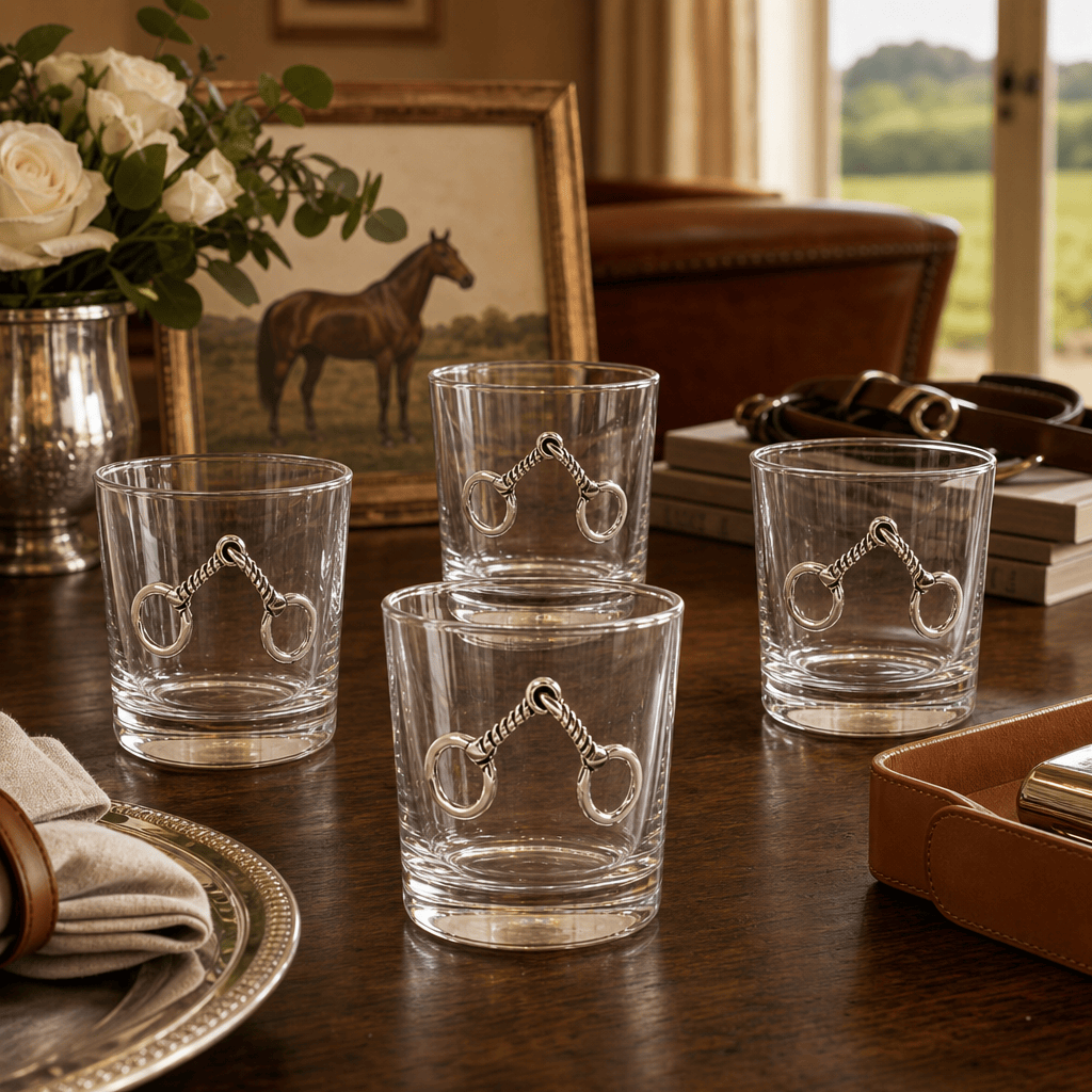 Arthur Court Equestrian Equestrian Bit Bar Glasses Set of 4