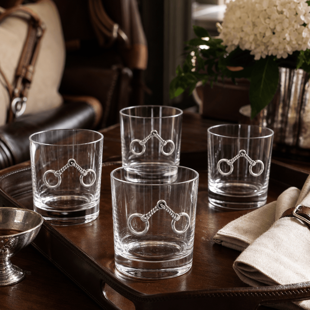 Arthur Court Equestrian Equestrian Bit Bar Glasses Set of 4