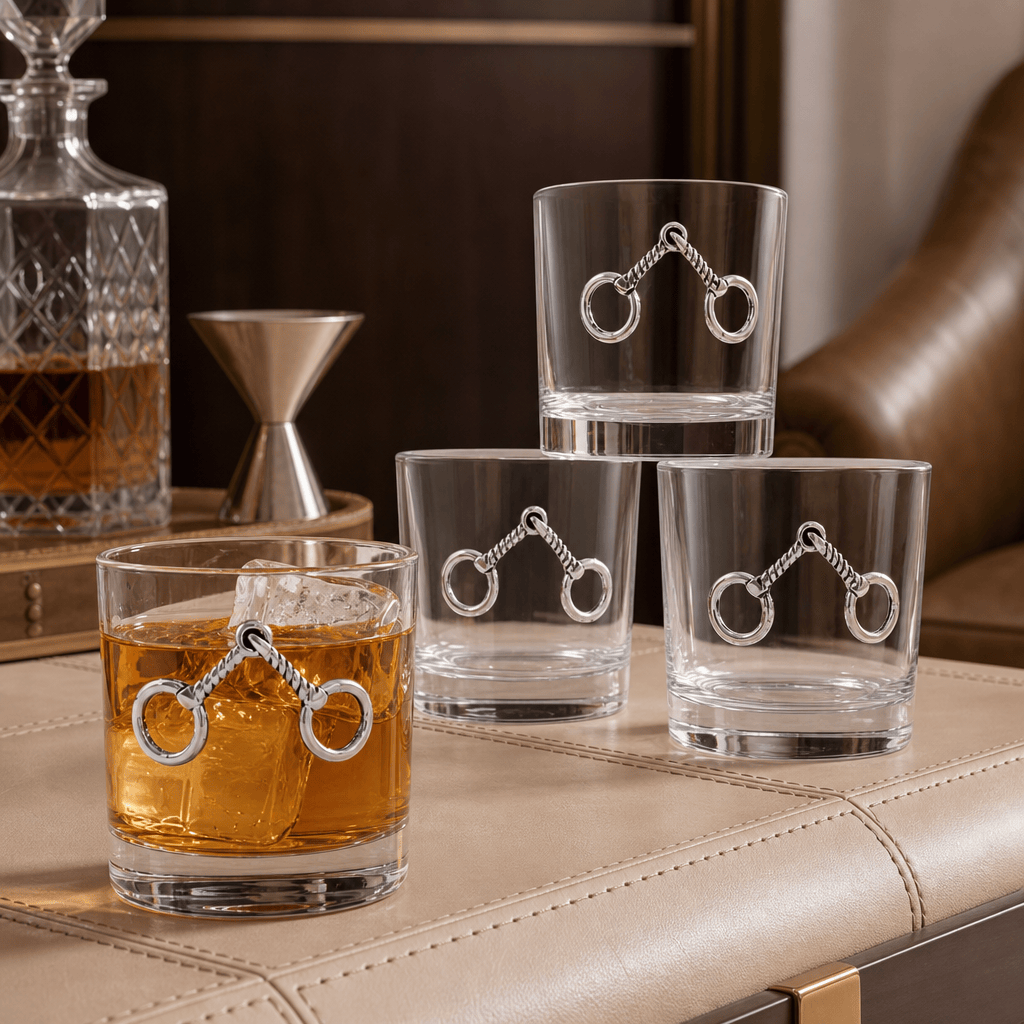 Arthur Court Equestrian Equestrian Bit Bar Glasses Set of 4