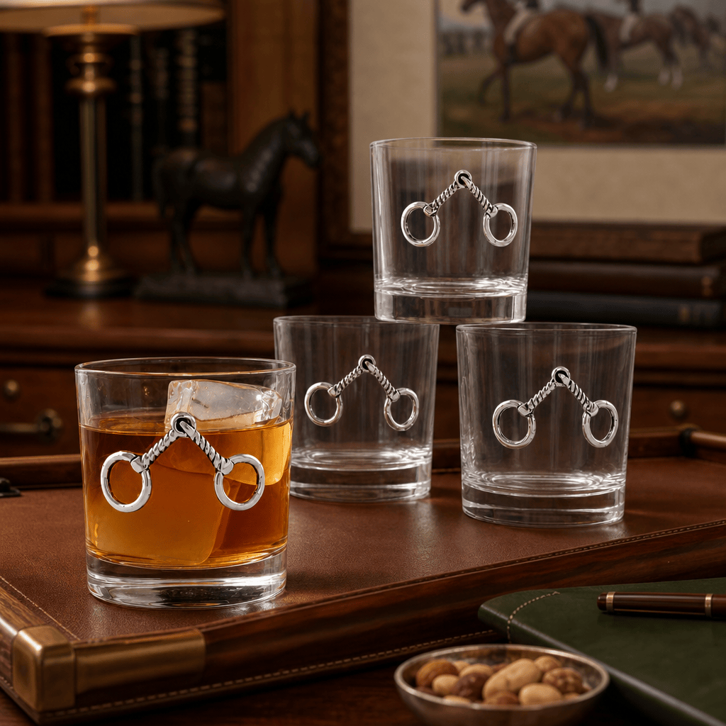 Arthur Court Equestrian Equestrian Bit Bar Glasses Set of 4