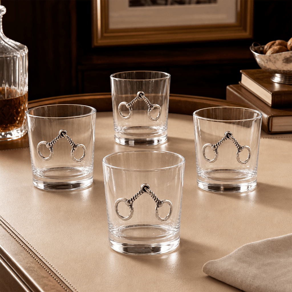 Arthur Court Equestrian Equestrian Bit Bar Glasses Set of 4