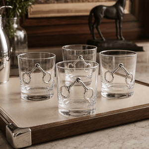 Arthur Court Equestrian Equestrian Bit Bar Glasses Set of 4