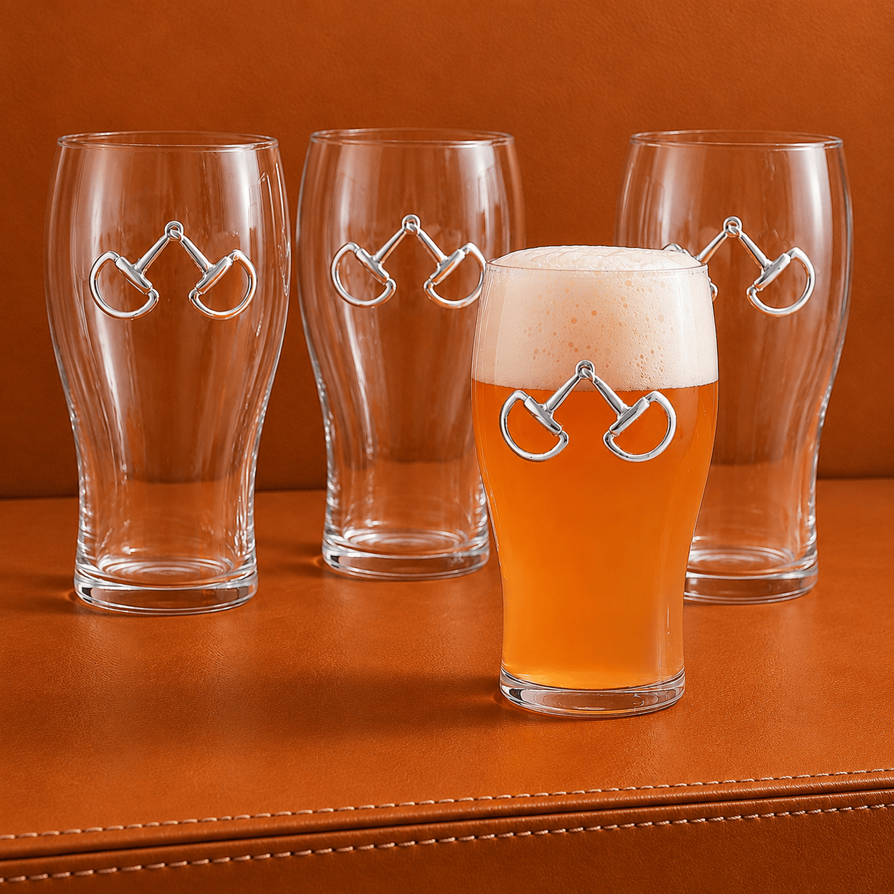 Arthur Court Equestrian Equestrian Bit Beer Pint Glasses - Set of 4