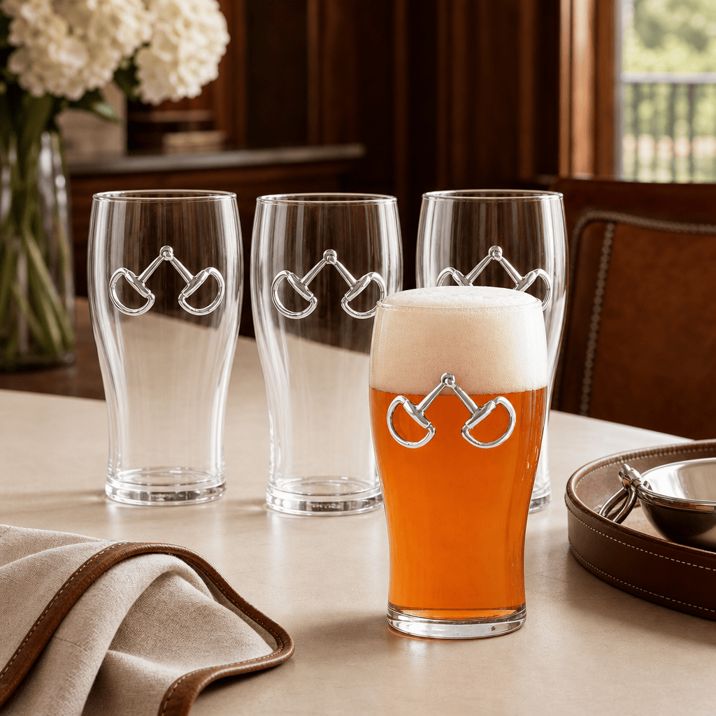 Arthur Court Equestrian Equestrian Bit Beer Pint Glasses - Set of 4