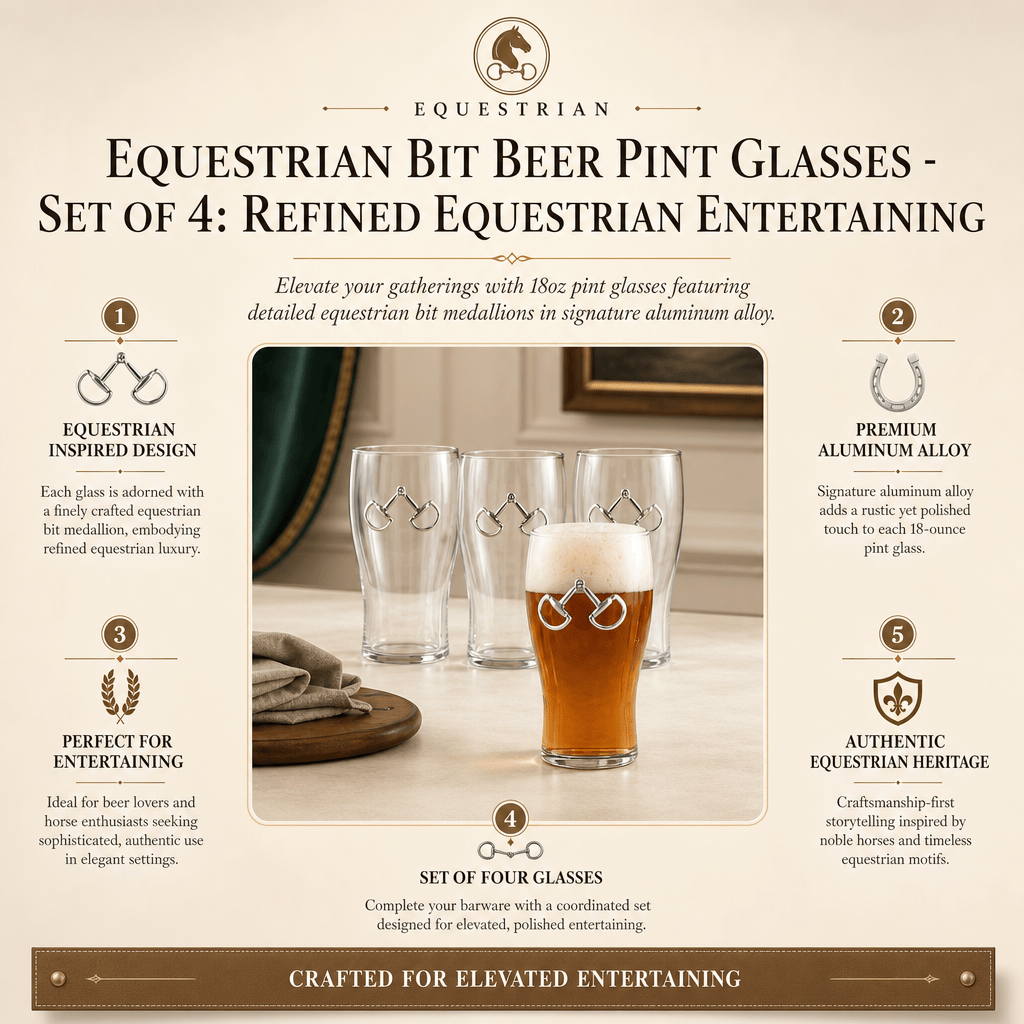 Arthur Court Equestrian Equestrian Bit Beer Pint Glasses - Set of 4