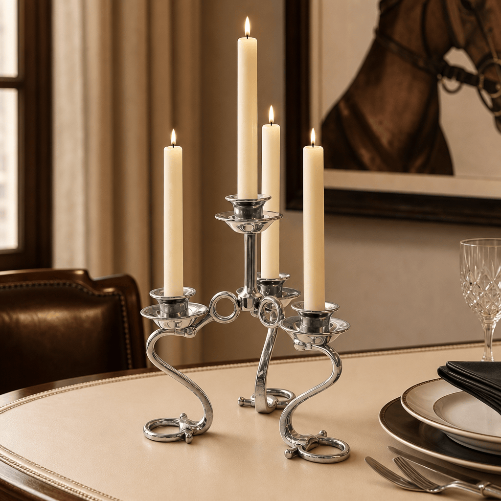 Arthur Court Equestrian Equestrian Bit Four Light Candlestick