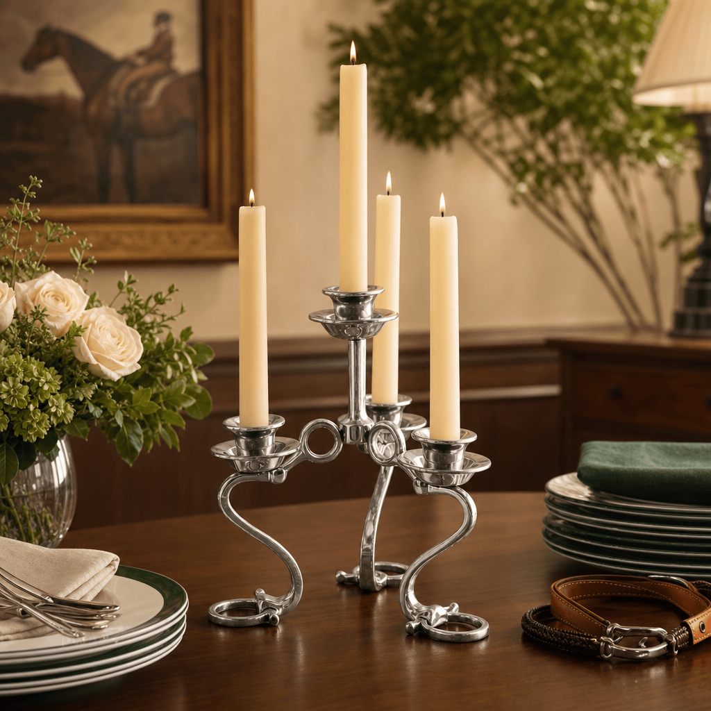Arthur Court Equestrian Equestrian Bit Four Light Candlestick