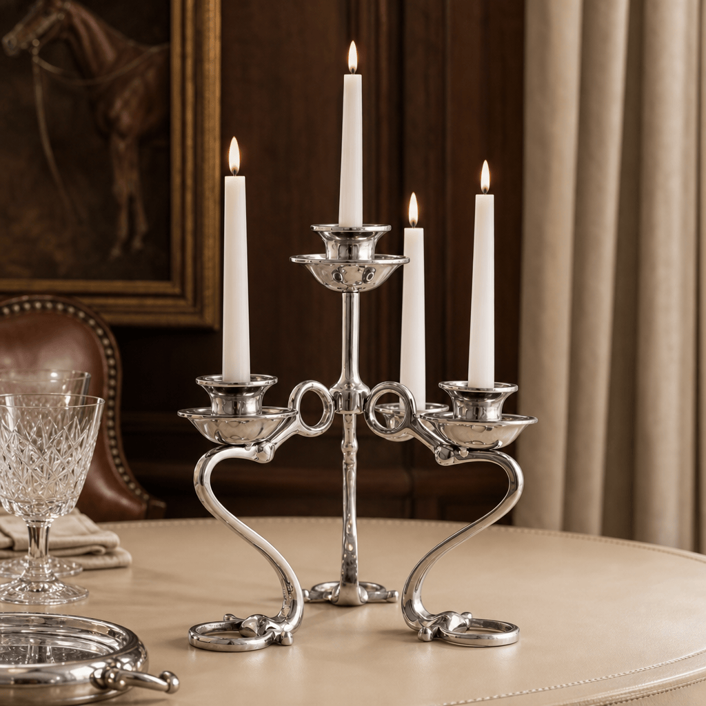 Arthur Court Equestrian Equestrian Bit Four Light Candlestick
