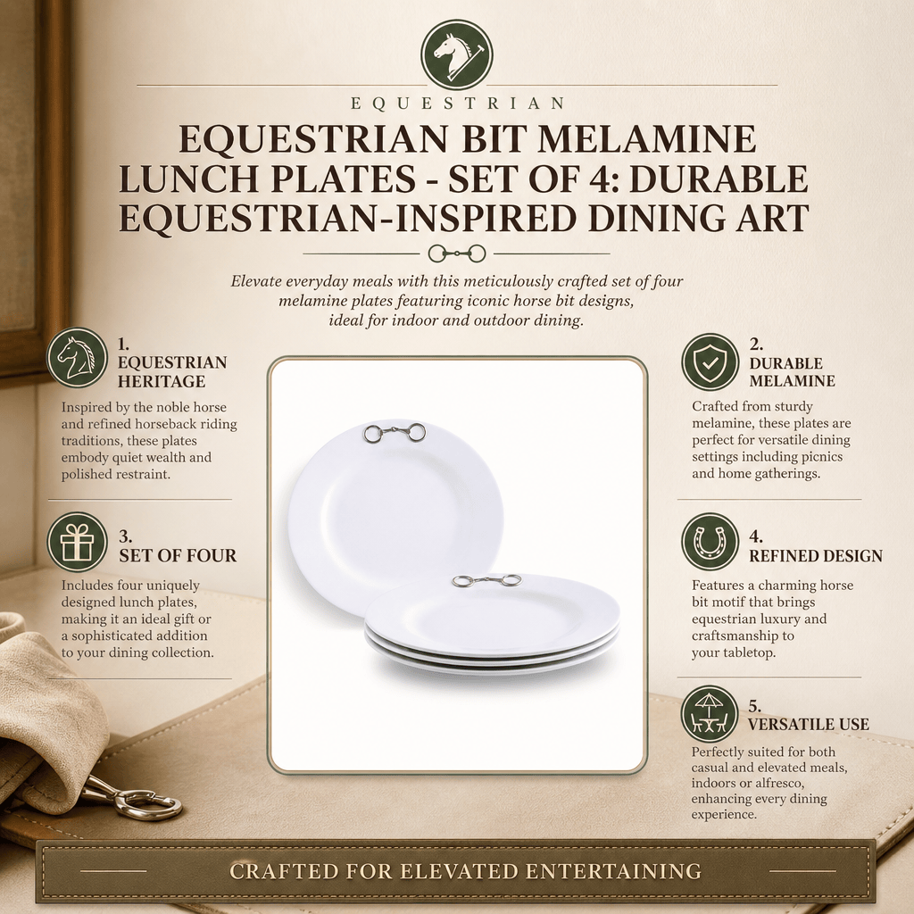 Arthur Court Equestrian Equestrian Bit Melamine Lunch Plates - Set of 4