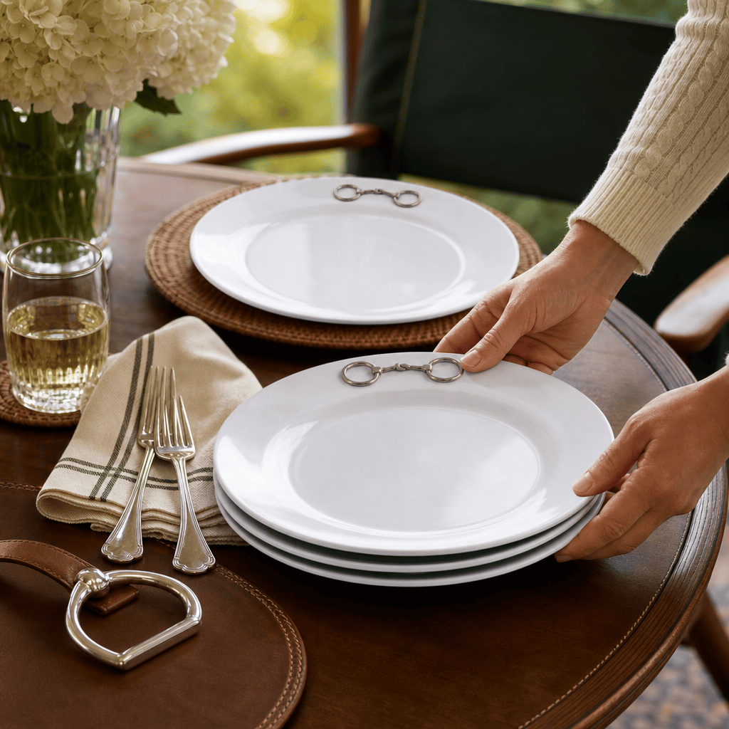 Arthur Court Equestrian Equestrian Bit Melamine Lunch Plates - Set of 4