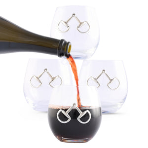Arthur Court Equestrian Equestrian Bit Stemless Wine Glasses - Set of 4
