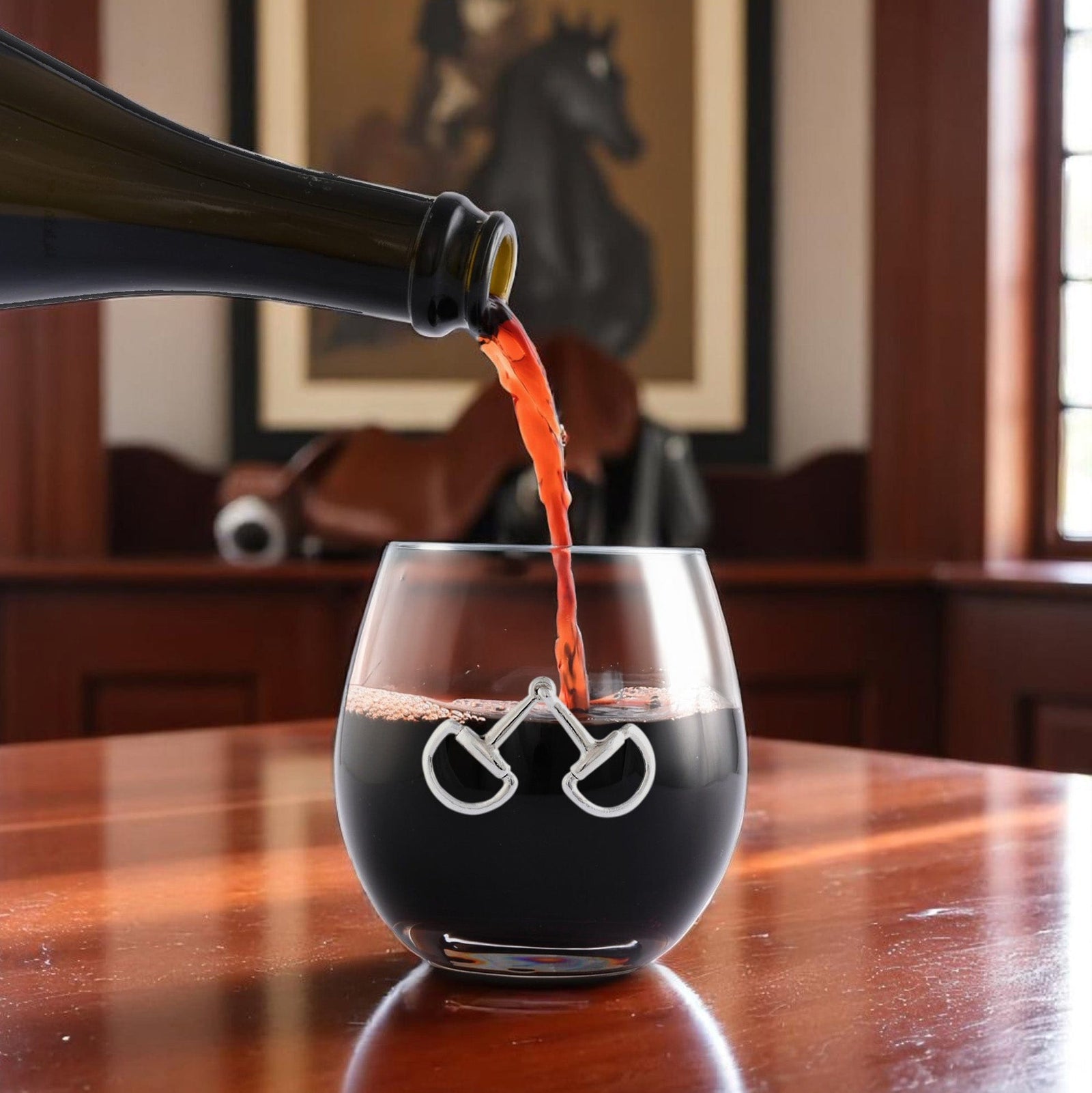 Arthur Court Equestrian Equestrian Bit Stemless Wine Glasses - Set of 4