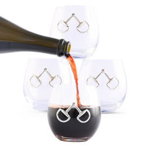 Arthur Court Equestrian Equestrian Bit Stemless Wine Glasses - Set of 4