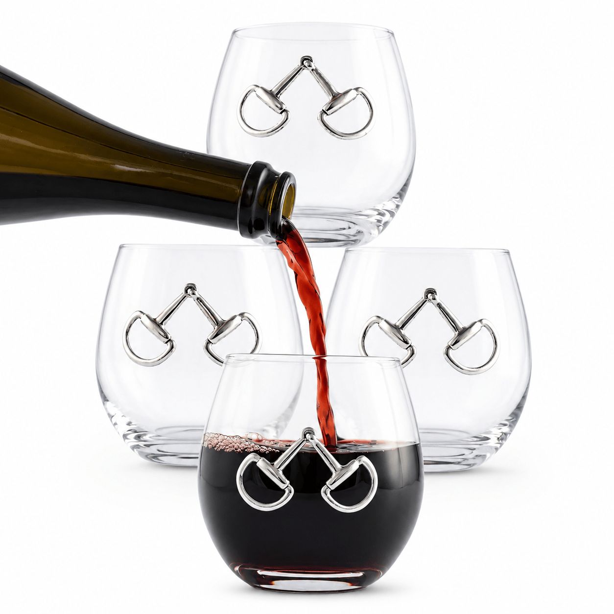 Arthur Court Equestrian Equestrian Bit Stemless Wine Glasses - Set of 4