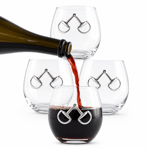 Arthur Court Equestrian Equestrian Bit Stemless Wine Glasses - Set of 4