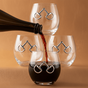 Arthur Court Equestrian Equestrian Bit Stemless Wine Glasses - Set of 4