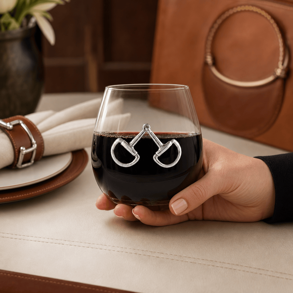 Arthur Court Equestrian Equestrian Bit Stemless Wine Glasses - Set of 4